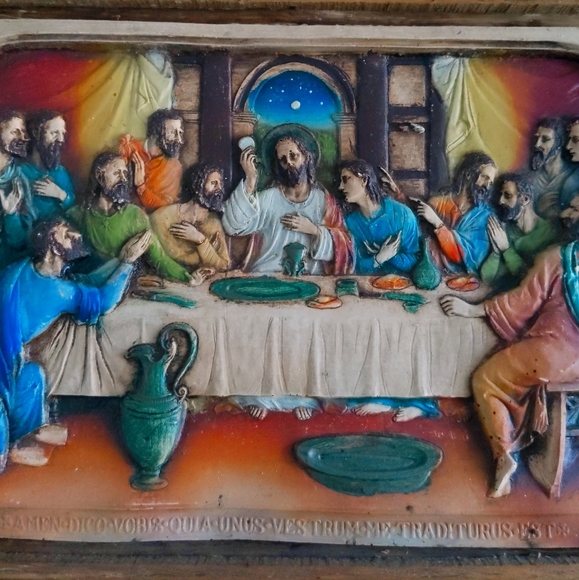Vintage Authentic Wooden Last Supper Antique Frame - Picture 2 of 6
